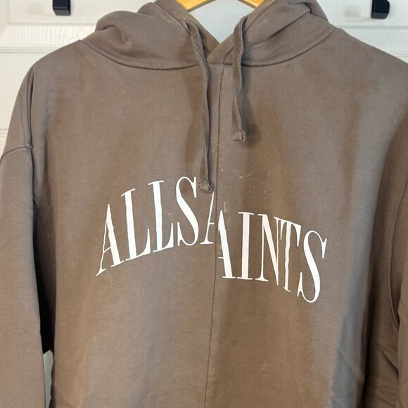 All Saints Other - AllSaints Hoodie – Split Logo Print – Taupe Brown – Men’s Oversized XL